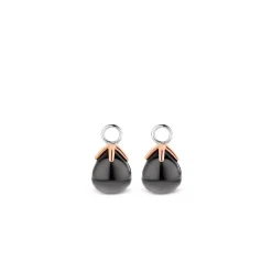 Ti Sento Pampilles 9191GB - argent bouton de fleur gris bleu translucide griffes doré rose | Femme Boucles D'Oreilles