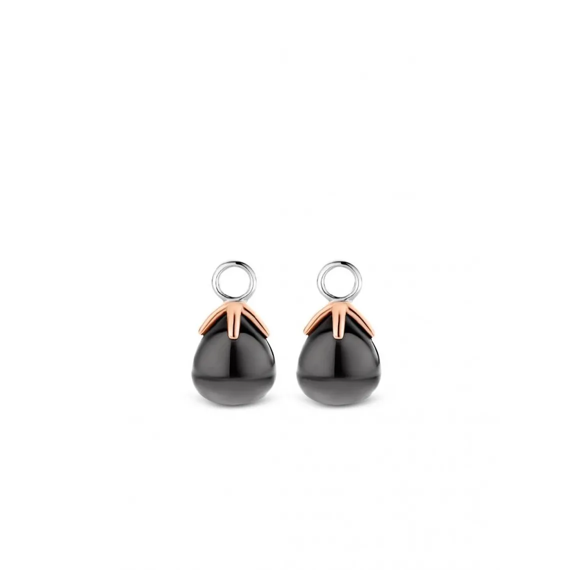 Ti Sento Pampilles 9191GB - argent bouton de fleur gris bleu translucide griffes doré rose | Femme Boucles D'Oreilles