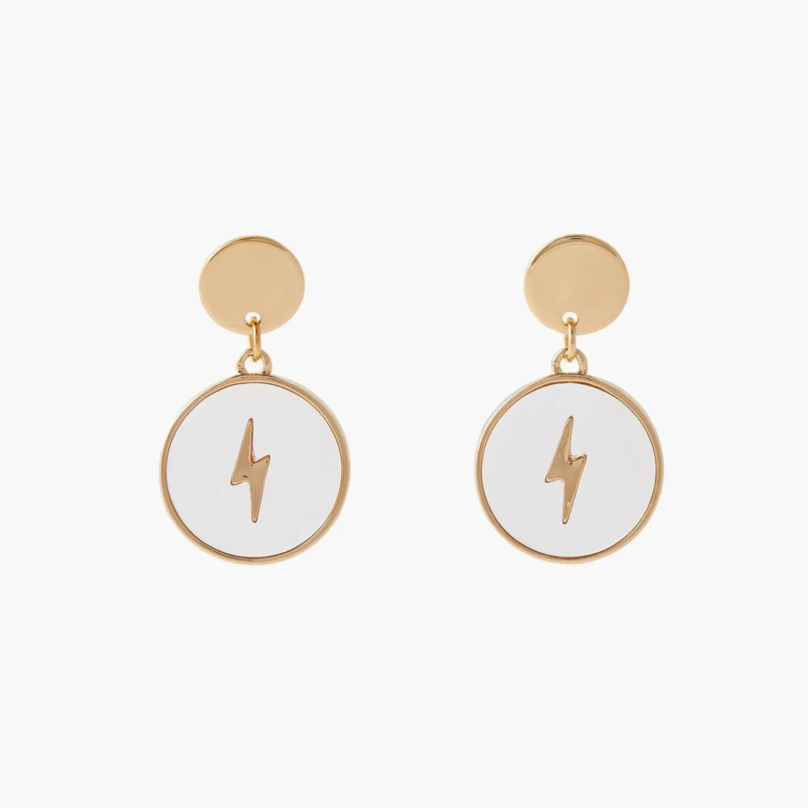 Balaboosté Pendantes Femme Avec Eclair Dans Médaille Transparente - 3502456532939 Métal Doré | Femme Boucles D'Oreilles