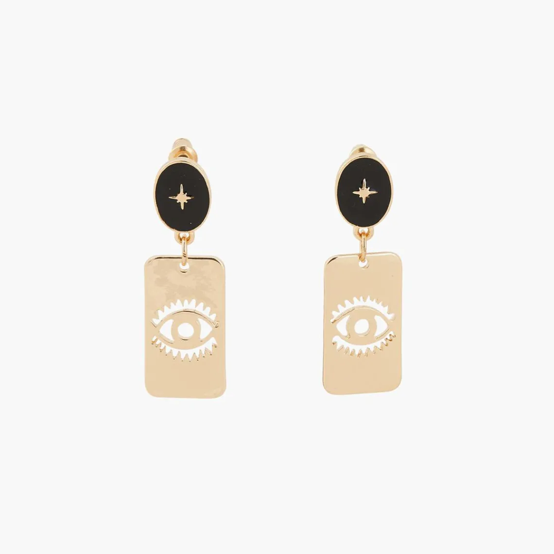 Balaboosté Pendantes Femme Bo Poussette Pdt Retangle Avec Œil - 3502456531826 Métal Noir | Femme Boucles D'Oreilles