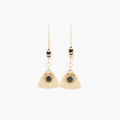 Balaboosté Pendantes Femme Grand Crochet Avec Medaille Pierre Et Perle Heishi - 3502456531895 Métal Noir | Femme Boucles D'Oreilles