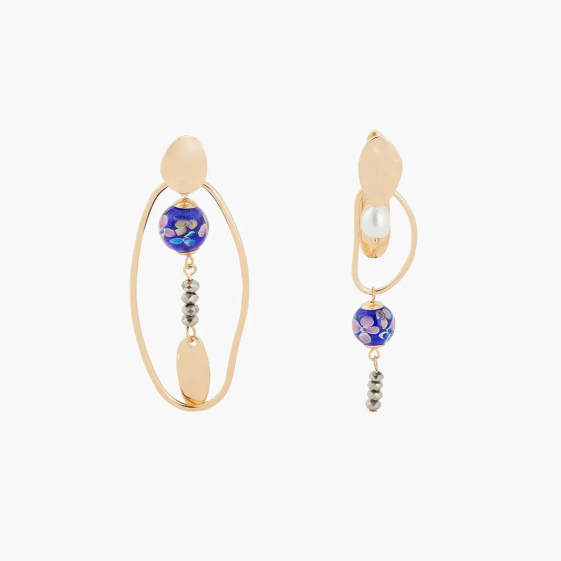 Balaboosté Pendantes Femme Poussette Asymétriques Avec Différentes Perles - 3502456532618 Métal Multicolore | Femme Boucles D'Oreilles