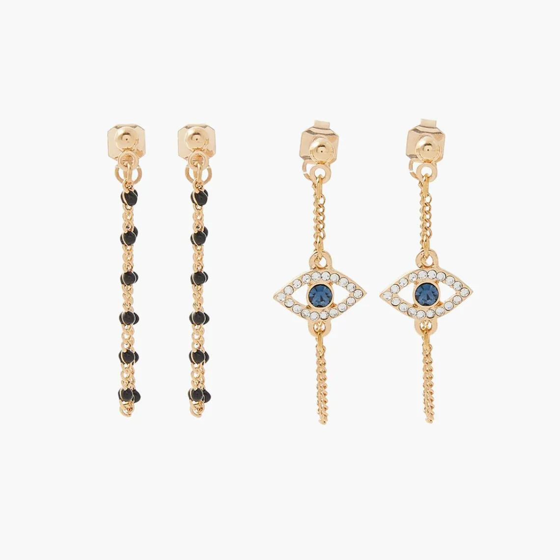 Balaboosté Pendantes Femme Set X2 Bo Dev Derrière Ac Chaine Epoxy Et Œil - 3502456298347 Métal Doré | Femme Boucles D'Oreilles