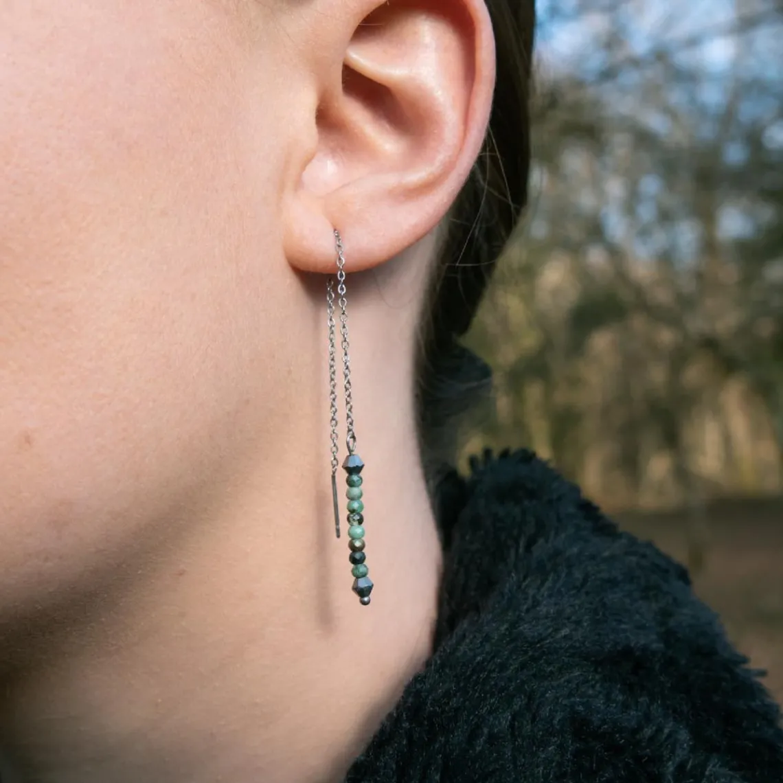 Sloya Pendantes Lumia en pierres Turquoise Africain | Femme Boucles D'Oreilles