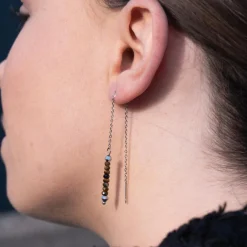 Sloya Pendantes Lumia en pierres Oeil de Tigre | Femme Boucles D'Oreilles