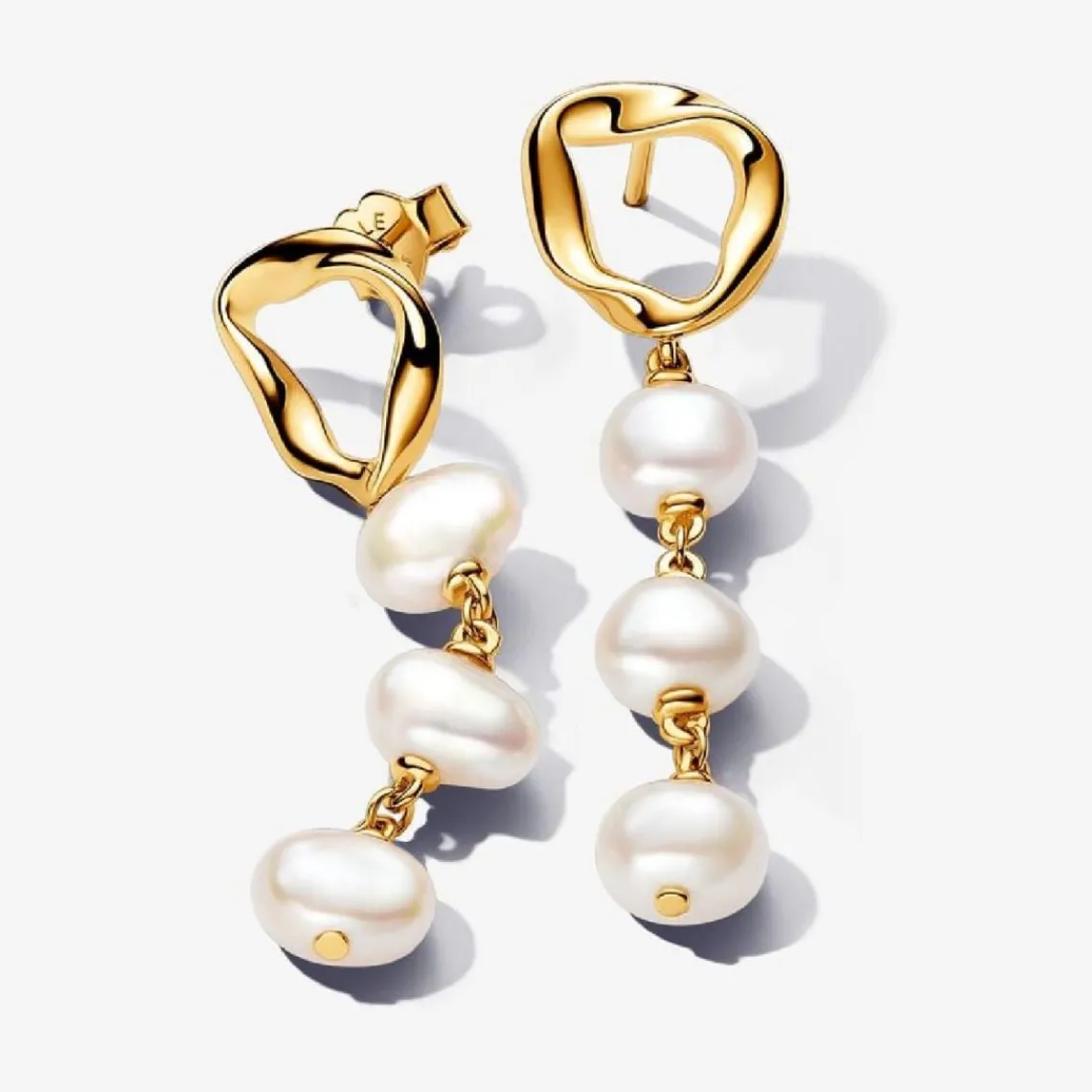 Pandora Pendants d’Oreilles Cercle Organique et Perles de Culture Baroques | Femme Boucles D'Oreilles