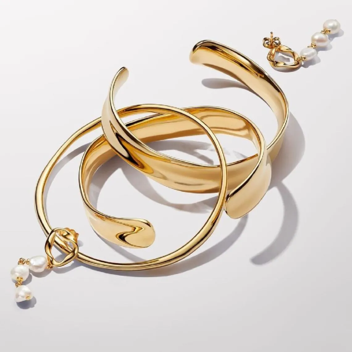 Pandora Pendants d’Oreilles Cercle Organique et Perles de Culture Baroques | Femme Boucles D'Oreilles