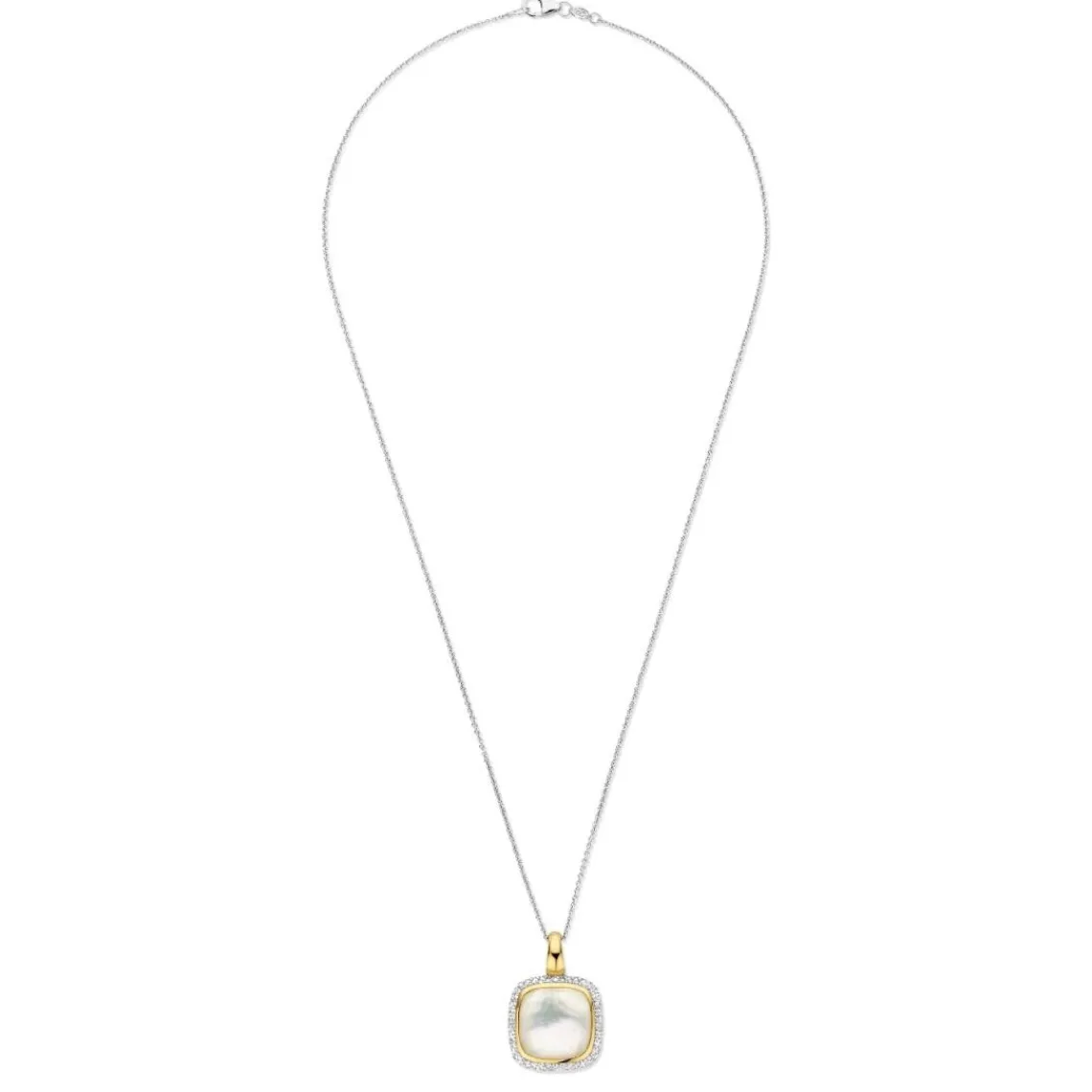 Ti Sento Pendentif - 6828MW Argent Doré Et Doublé Nacre Carré Et Pavage | Femme Collier Et Pendentif