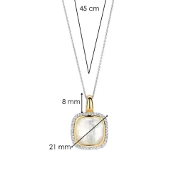 Ti Sento Pendentif - 6828MW Argent Doré Et Doublé Nacre Carré Et Pavage | Femme Collier Et Pendentif