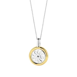 Ti Sento Pendentif - 6831TQ Argent Doré Et Pierre Synthétique Turquoise Forme Soleil | Femme Collier Et Pendentif