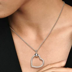 Pandora Pendentif à Charm Cœur maille serpent Moments | Femme Collier Et Pendentif