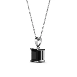 MYC-Paris Pendentif Simple Square Argenté et Noir | Femme Collier Et Pendentif