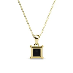 MYC-Paris Pendentif Simple Square Or et Noir | Femme Collier Et Pendentif