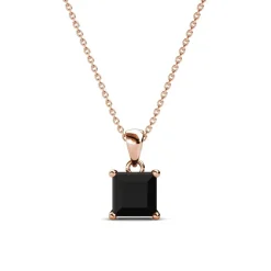 MYC-Paris Pendentif Simple Square Or Rose et Noir | Femme Collier Et Pendentif