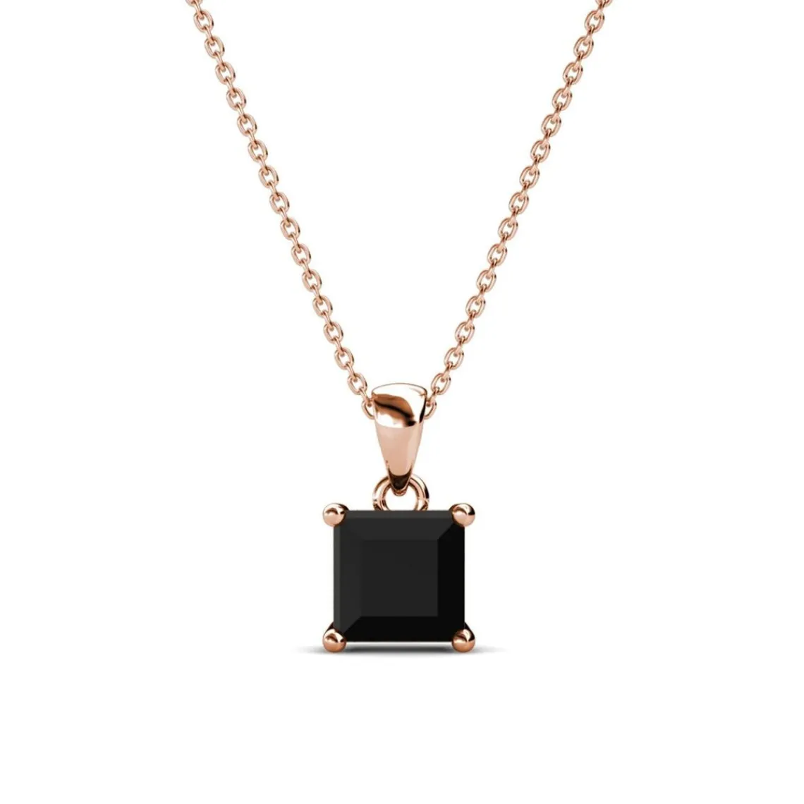 MYC-Paris Pendentif Simple Square Or Rose et Noir | Femme Collier Et Pendentif