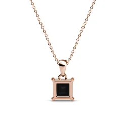 MYC-Paris Pendentif Simple Square Or Rose et Noir | Femme Collier Et Pendentif