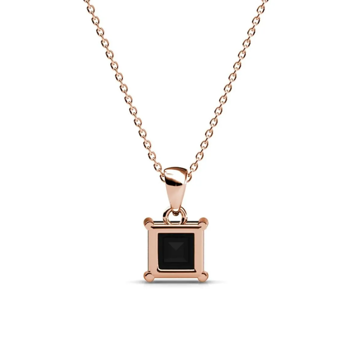 MYC-Paris Pendentif Simple Square Or Rose et Noir | Femme Collier Et Pendentif