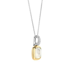 Ti Sento Pendentif - 6829MW Argent Doré Et Doublé Nacre Carré Bélière Pavée | Femme Collier Et Pendentif