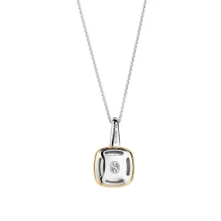 Ti Sento Pendentif - 6829MW Argent Doré Et Doublé Nacre Carré Bélière Pavée | Femme Collier Et Pendentif