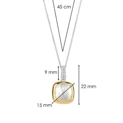 Ti Sento Pendentif - 6829MW Argent Doré Et Doublé Nacre Carré Bélière Pavée | Femme Collier Et Pendentif
