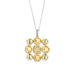 Ti Sento Pendentif - 6827YP Argent Doré Perles Synthétiques Et Oxyde De Zirconium Carré | Femme Collier Et Pendentif