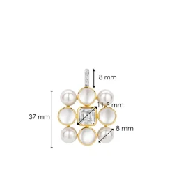 Ti Sento Pendentif - 6827YP Argent Doré Perles Synthétiques Et Oxyde De Zirconium Carré | Femme Collier Et Pendentif