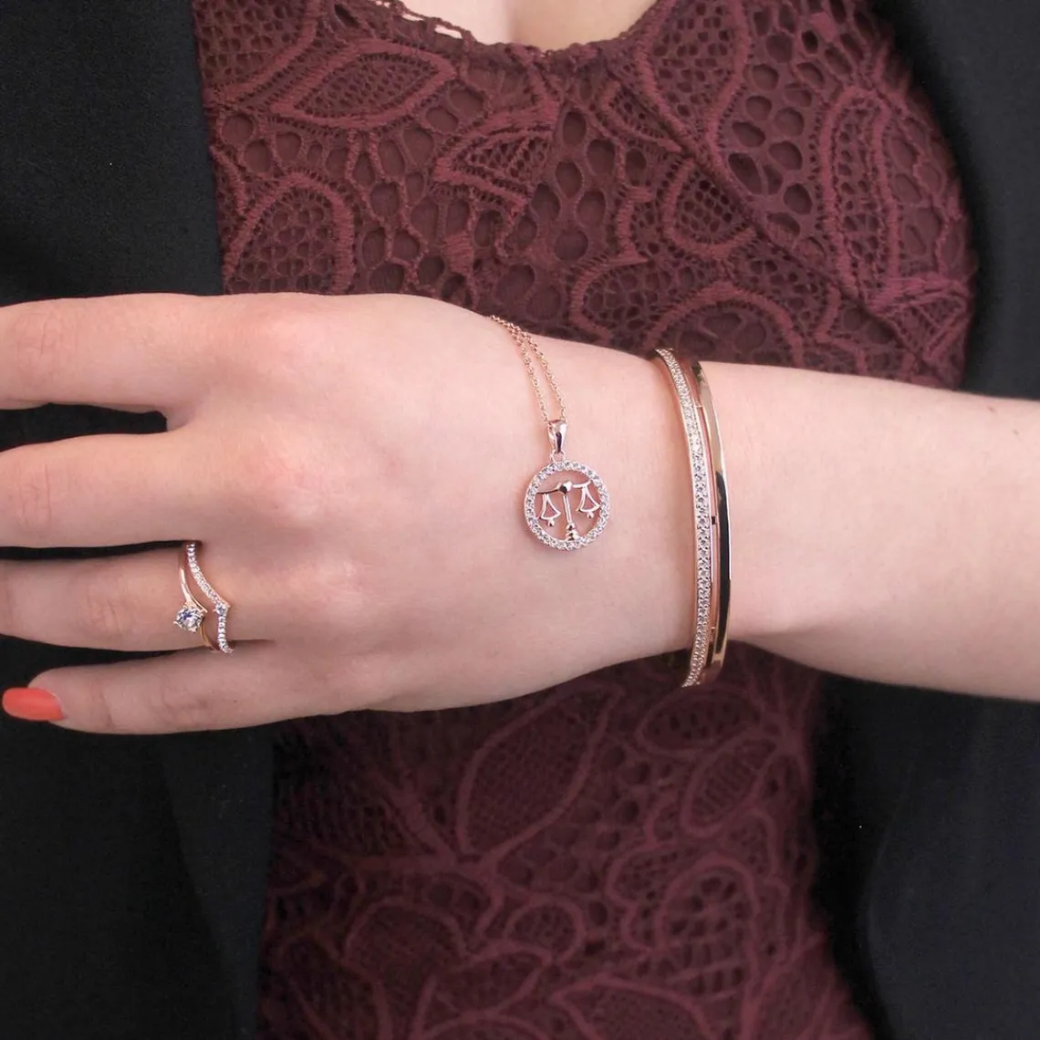 MYC-Paris Pendentif Zodiaque Balance Or Rose | Femme Collier Et Pendentif