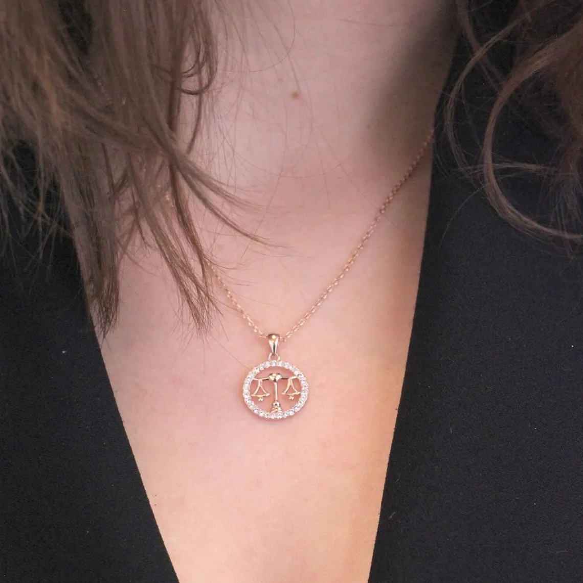 MYC-Paris Pendentif Zodiaque Balance Or Rose | Femme Collier Et Pendentif