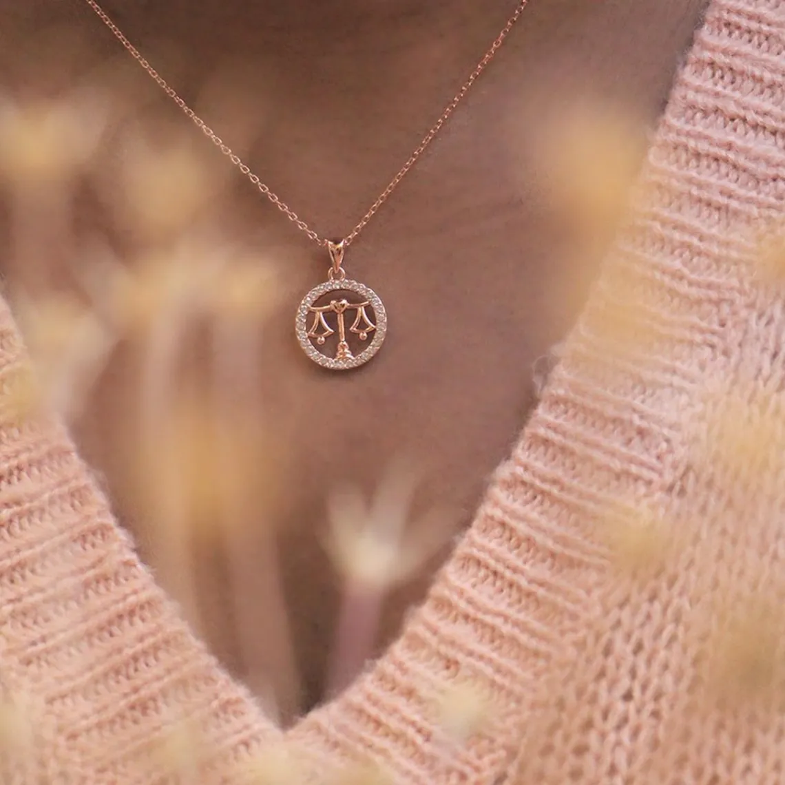 MYC-Paris Pendentif Zodiaque Balance Or Rose | Femme Collier Et Pendentif