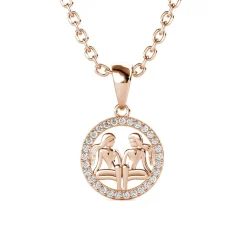 MYC-Paris Pendentif Zodiaque Gémeaux Or Rose | Femme Collier Et Pendentif