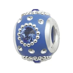 Amore & Baci Perle argent et émail bleu incrustée de zircons et perles AM61264 | Femme Charms